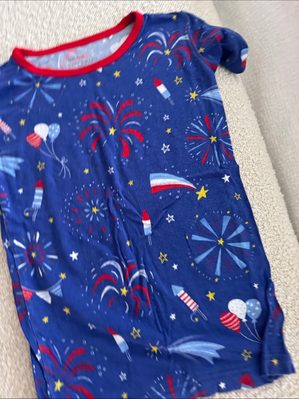 Little Sleepies Blue Red Patriotic Fireworks Pajama Set - Picture 4 of 5
